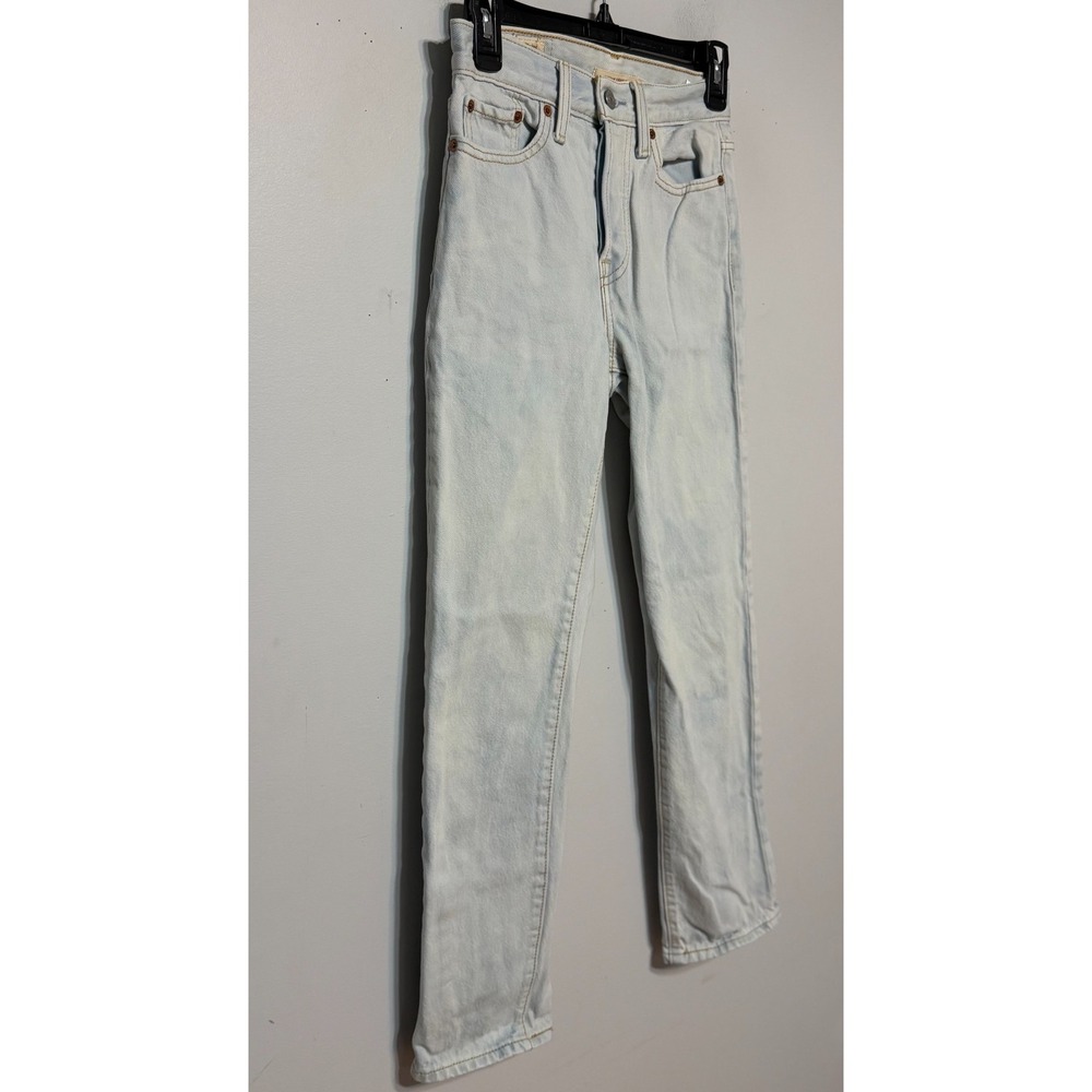 Levi's Premium Wedgie Straight Jeans Women's Size 24 Light Wash Water Less Denim - Picture 4 of 11